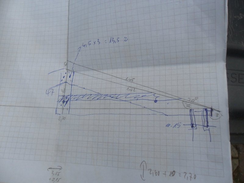 Erstmal einen Plan gemacht. Vorher hatte ich den immer nur grob im Kopf. Aber beim Dach hatte ich doch zu viel Respekt - Erstlingswerk!