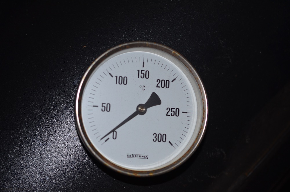 Temperatur in der Kammer wo der Sparbrand gerade offen anbrennt