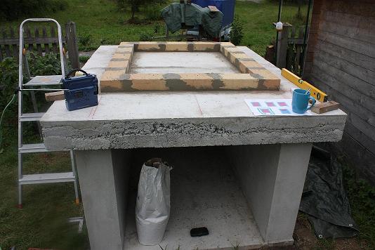 1.Reihe Schamottesteine.